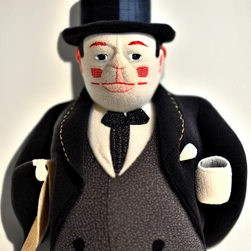 Image similar to plush winston churchill, detailed, custom