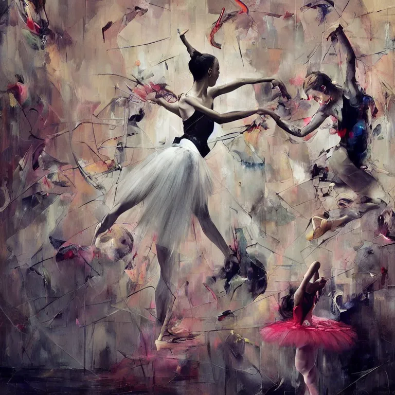 Prompt: ballerina recital in the style of adrian ghenie, 3 d render, esao andrews, jenny saville, surrealism, dark art by james jean, ross tran, optical illusions, modern cubism