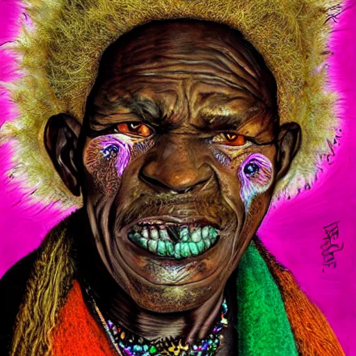 Image similar to portrait of a witch doctor, hyper realistic