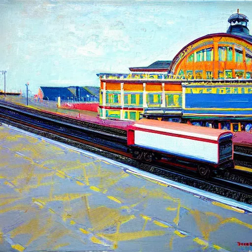 Image similar to Outside Brighton station painted by Wayne Thiebaud