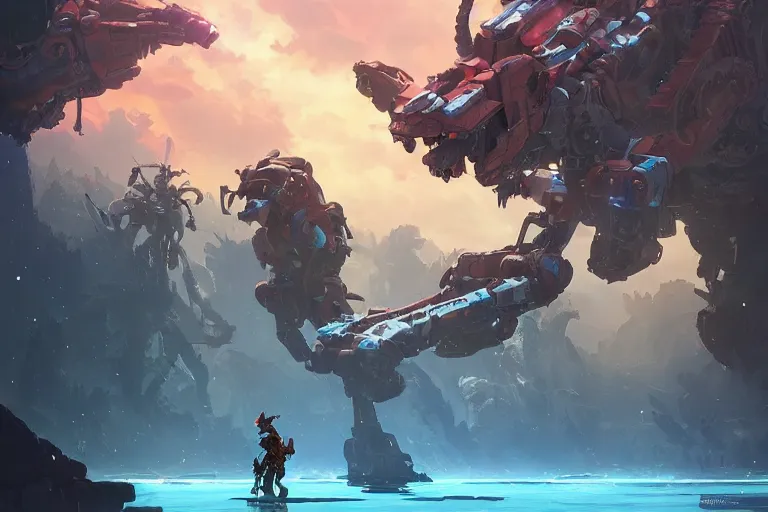 Image similar to watcher machine mecha animal beast robot of horizon forbidden west horizon zero dawn bioluminiscence, behance hd by jesper ejsing, by rhads, makoto shinkai and lois van baarle, ilya kuvshinov, rossdraws global illumination