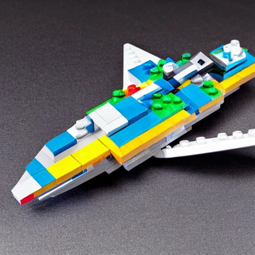 Image similar to a box of a lego set of a Zeppelin