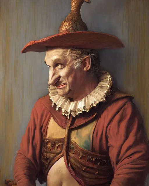 Prompt: frame portrait of ted cruz, court jester in renaissance era, fantasy 3 d render, masterpiece, by donato giancola and greg rutkowski and wayne barlow and zdzisław beksinski, high contrast, realistic face