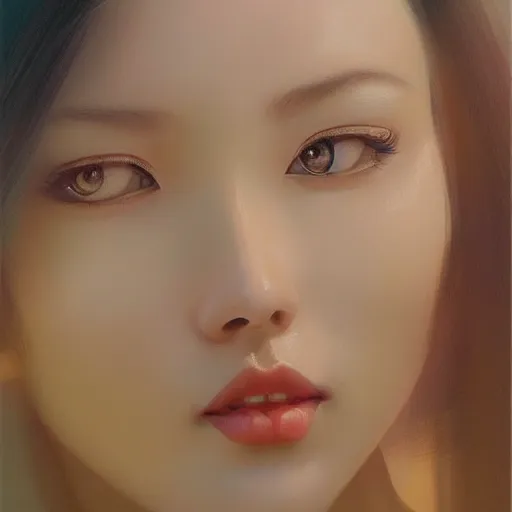 Image similar to yanjun cheng portrait of a beautiful vietnamese woman, intricate, detailed, symmetric face, by wlop and karol bak and bouguereau and viktoria gavrilenko