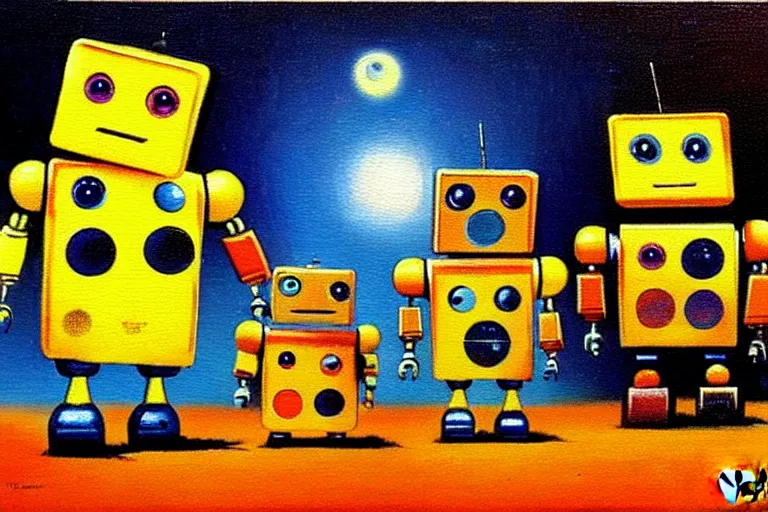 Image similar to a cute little robots painting by walotsky ron