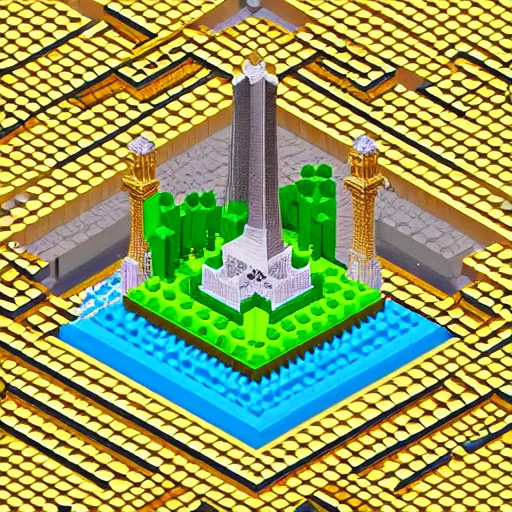 Prompt: isometric voxel art of paris