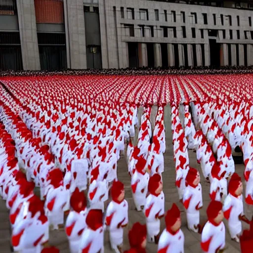 Image similar to the running of the kim jong - un dolls in pamplona