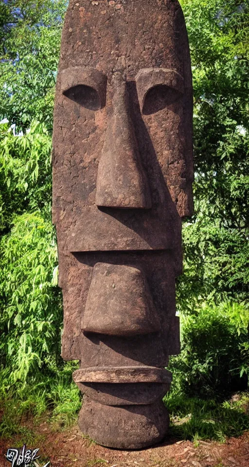 Prompt: moai statue wearing a mask of aku aku, detailed, concept art