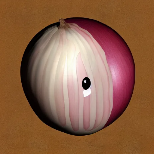 Image similar to onion. very sad face. big sad eyes. sad lips. crying. big tears. cartoon, 3 d render