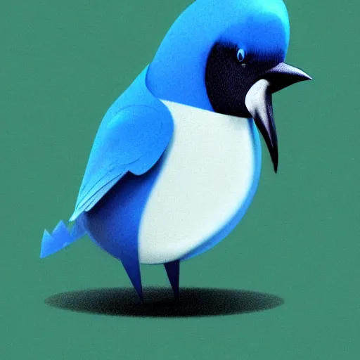 Prompt: blue twitter bird giving the middle finger, artstation
