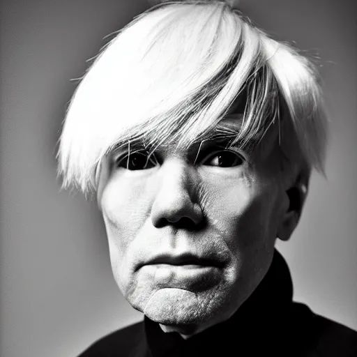 Prompt: Modern Portrait of Andy Warhol, taken in the 2010s, photo taken on a 2010s camera, grainy, real life, hyperrealistic, ultra realistic, realistic, highly detailed, epic, HD quality, 8k resolution, body and headshot, film still, front facing, front view, headshot and bodyshot, detailed face, very detailed face