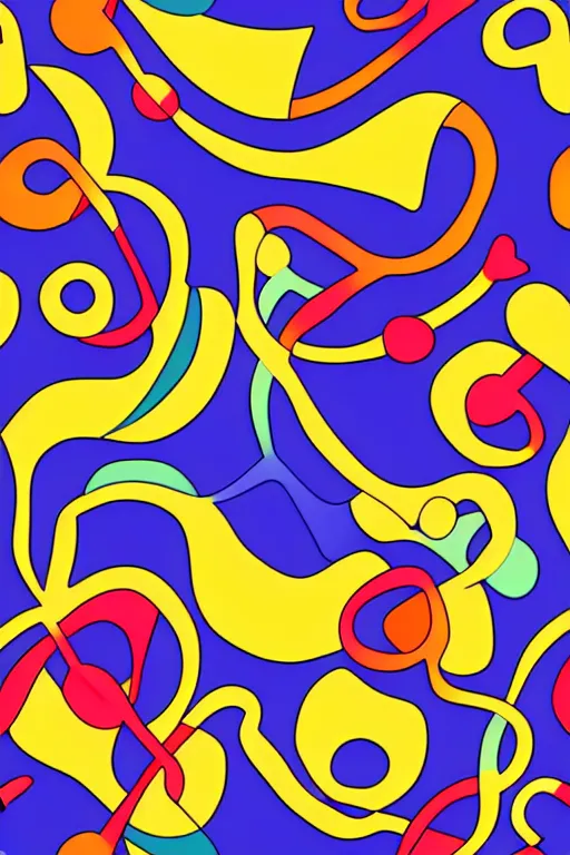 Image similar to seamless 2 d pattern of abstract musical instruments, highly detailed, designed by tarsila do amaral and henri matisse, graphic design, 8 k, 4 k