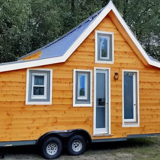Prompt: tiny home that looks exactly like a ukrainian cathedral but on a trailer