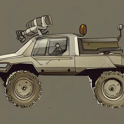 Image similar to 2d concept art of small vehicle by Dawid Michalczyk