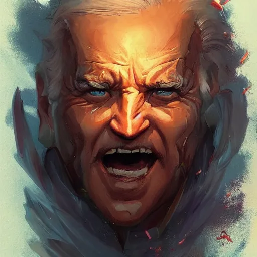 Prompt: biden elemental art artstation, nuri iyem, james gurney, james jean, greg rutkowski, anato finnstark, trending on pinterest