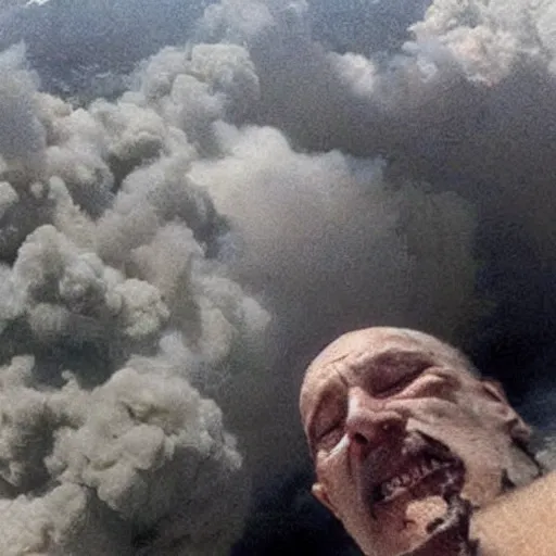 Image similar to last selfie of last alive ukrainian very damaged body to bones after a nuclear strike, a nuclear explosions in the background, dead bodies everywhere, 2 0 2 2