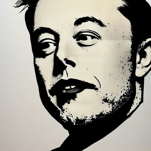 Image similar to a beautiful artistic portrait of elon musk in the style of andy warhol