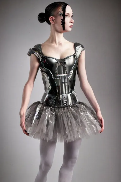 Image similar to cyberpunk beautiful girl, robotic body armour, ballet tutu by mark ryden
