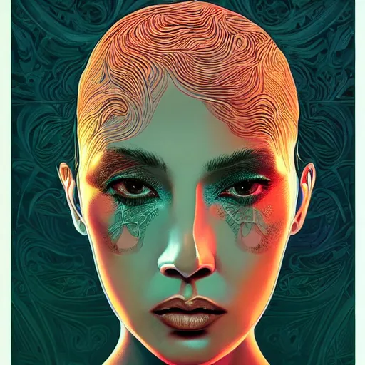 Prompt: A beautiful portrait, surreal, LSD, face, detailed, intricate, elegant, highly detailed, digital painting, artstation, smooth, sharp focus, illustration, art by Kilian Eng