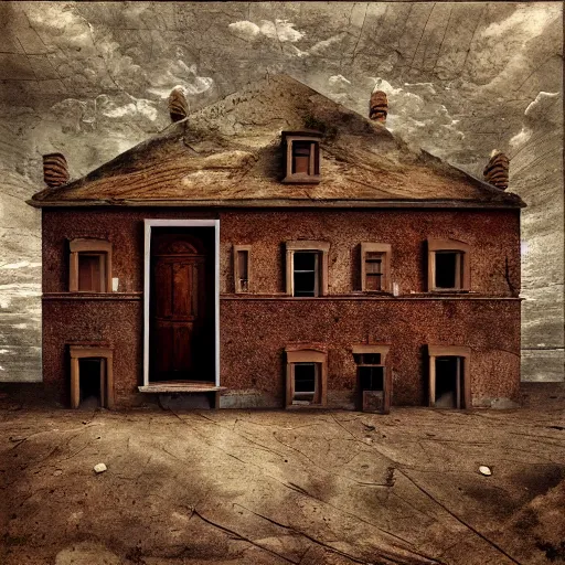 Image similar to a house in nowhere, surrealism