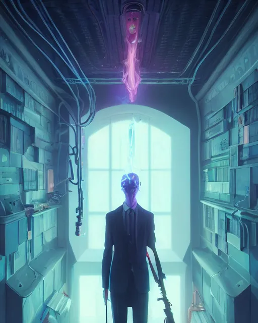 Prompt: highly detailed surreal vfx portrait of a cybernoir grim reaper, stephen bliss, unreal engine, greg rutkowski, loish, rhads, beeple, makoto shinkai and lois van baarle, ilya kuvshinov, rossdraws, tom bagshaw, alphonse mucha, global illumination, detailed and intricate environment