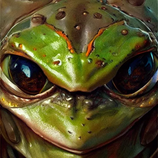 Image similar to frog as a realistic fantasy knight, closeup portrait art by donato giancola and greg rutkowski, realistic face, digital art, trending on artstation, symmetry!!, no helmet