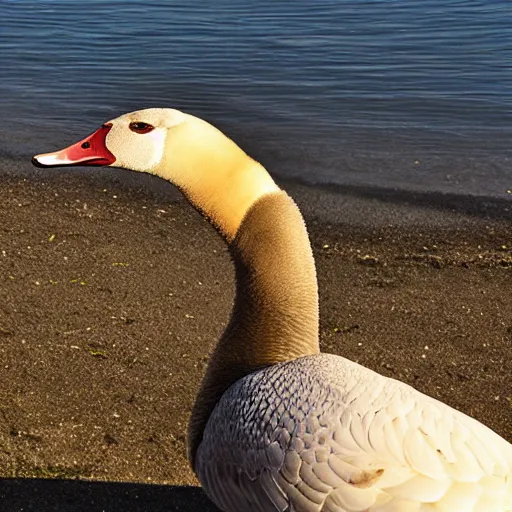 Prompt: goose with a sunburn