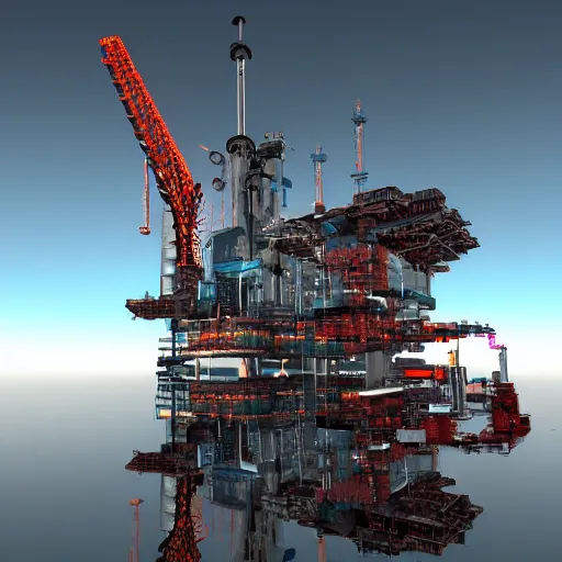 Image similar to cyberpunk oil rig