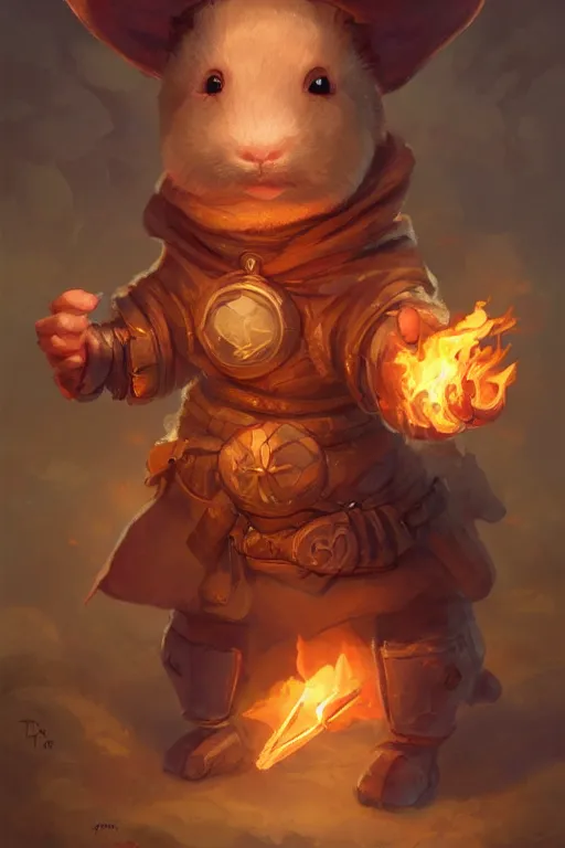 Prompt: cute little anthropomorphic Guinea Pig Mage using fire magic, tiny, small, short, Wizard robe, cute and adorable, pretty, beautiful, DnD character art portrait, matte fantasy painting, DeviantArt Artstation, by Jason Felix by Steve Argyle by Tyler Jacobson by Peter Mohrbacher, cinematic lighting