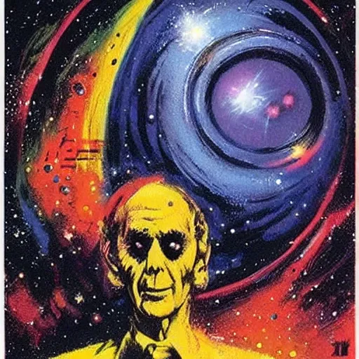 Prompt: space hallucination imagined by the artist basil gogos