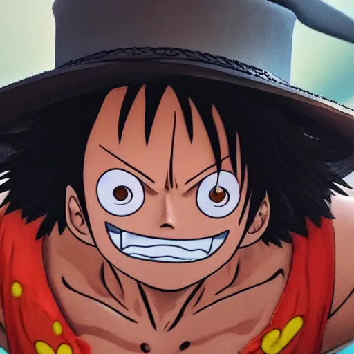 Prompt: A photo of a real-life luffy muppt , Studio Lighting, High Detail, 4K, Title-Shift, Hyperrealism