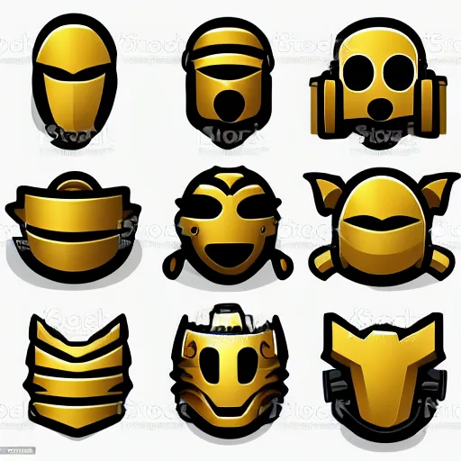 Image similar to gaming emoji concept gold armor rip style of emoji, vector art, white background, no watermark white background