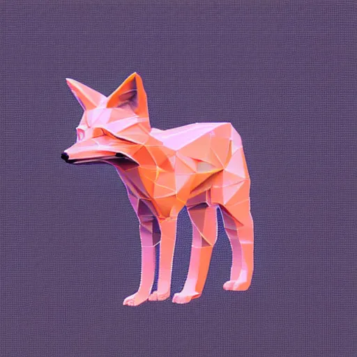 Prompt: Very low poly fox, wireframe retrowave