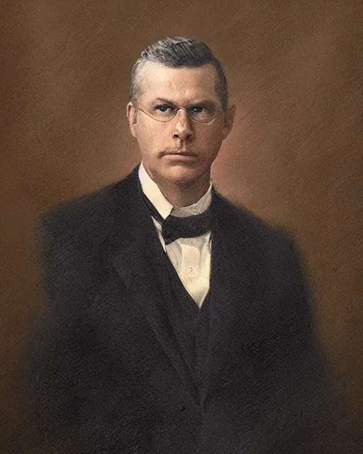 Prompt: portrait of a 1 9 2 2 united states president, who is a young man a scholarly appearance, detailed face, 2 0 th century, highly detailed, cinematic lighting, digital art painting by greg rutkowski