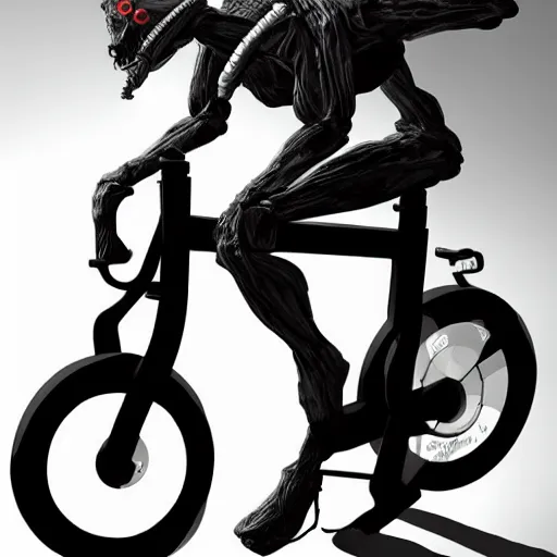 Image similar to humanoid on bicycle artstation unreal