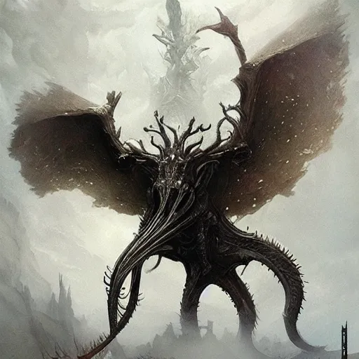 Image similar to a beautiful new creature from folklore, clear detailed view. ethereal fantasy art by greg rutkowski and hr giger