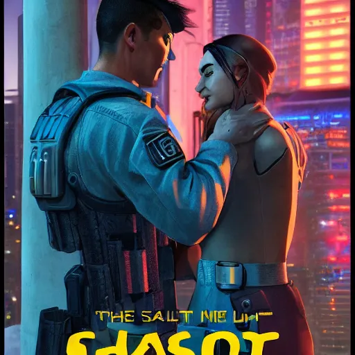 Image similar to book cover of a novel featuring sgt chase meeting the love of his life in jail, cyberpunk setting, 4 k resolution