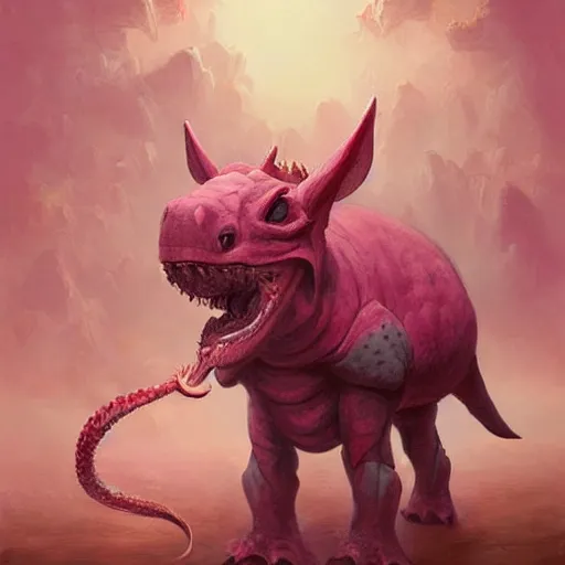 Prompt: a cute pink triceratops stuffy, cute and adorable, pretty, beautiful, dnd character art portrait, matte fantasy painting, deviantart artstation, by jason felix by steve argyle by tyler jacobson by peter mohrbacher, cinema