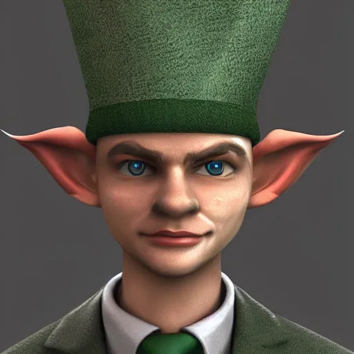 Prompt: an elf in a suit, gatsby hat, detailed portrain, hd, 4 k