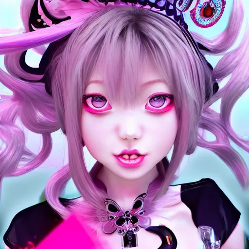 Image similar to trapped beneath stunningly absurdly beautiful omnipotent asi goddess junko enoshima with multiple megalomaniacal personalities, symmetrical perfect face, porcelain skin, pink twintail hair and cyan eyes, ultra detailed, digital art, unreal engine 5, octane render, 2 d anime, 8 k