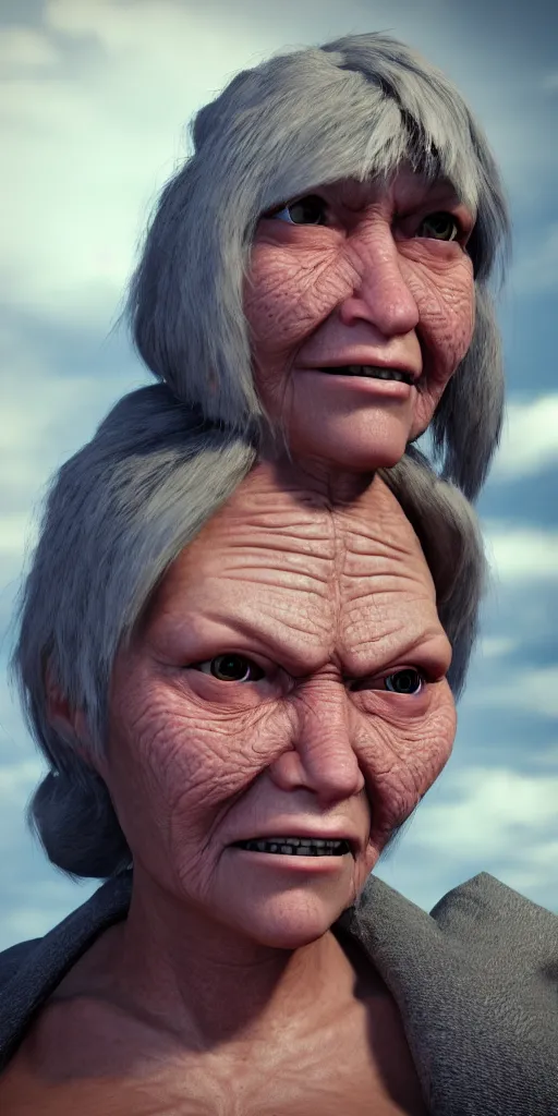 Prompt: photo close up one! face ugly! granny!! cyborg, trending artstaition, unreal engine