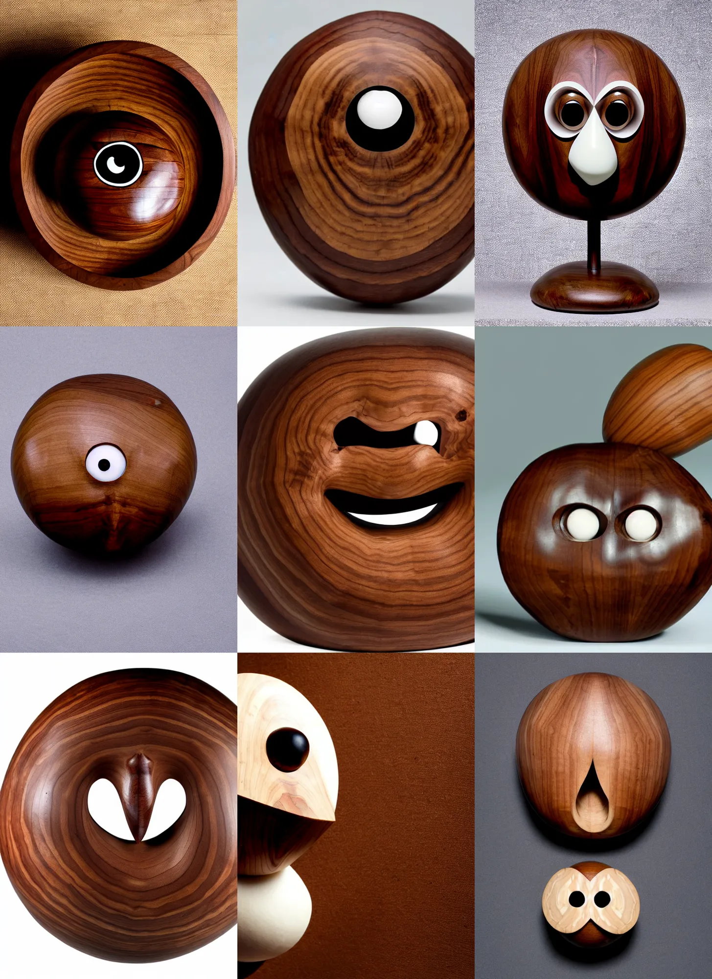 Prompt: a stern round large walnut with two stern eyes and a mouth without a nose, white background