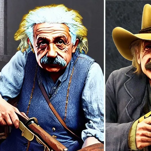 Prompt: Albert Einstein and red dead redemption 2 4k detailed super realistic