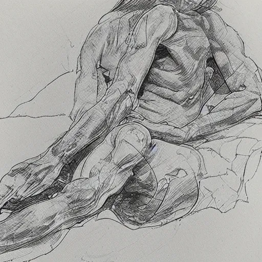 Prompt: otzi, line drawing,