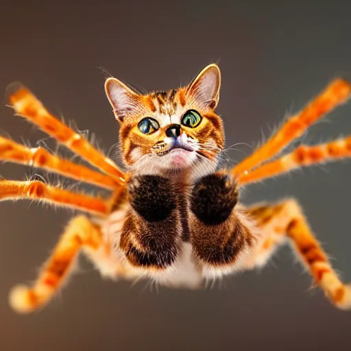 Image similar to a stunning professional photo of a hybrid of cat and spider, cute, ultra detail, beautiful, national geographic quality