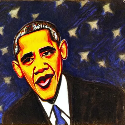 Image similar to obama by edvard munch