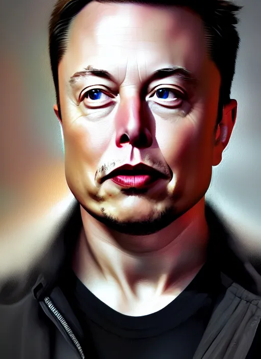 Image similar to high angle photo of elon musk in the style of stefan kostic, realistic, sharp focus, 8 k high definition, insanely detailed, intricate, elegant, art by stanley lau and artgerm