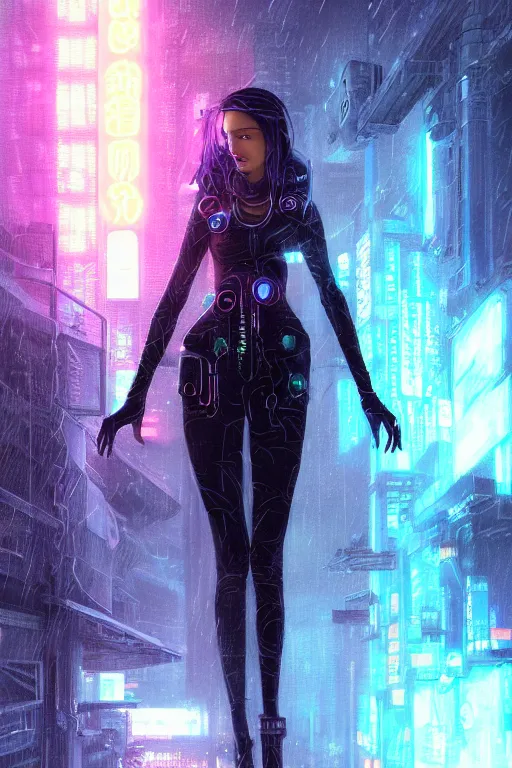 Image similar to portrait futuristic talented cyberpunk female Alchemist, in futuristic stormy heavy snowy thunder tokyo rooftop Enchantment cyberpunk night, ssci-fi, fantasy, intricate, very very beautiful, elegant, neon light, highly detailed, digital painting, artstation, concept art, soft light, hdri, smooth, sharp focus, illustration, art by tian zi and craig mullins and WLOP and alphonse mucha