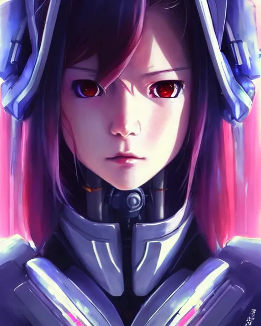 Image similar to portrait Anime Girl in mecha armor in night tokyo Sharp fine face pretty face, realistic shaded Perfect face, fine details. Anime. cyberpunk realistic shaded lighting by katsuhiro otomo ghost-in-the-shell, magali villeneuve, artgerm, rutkowski Jeremy Lipkin and Giuseppe Dangelico Pino and Michael Garmash and Rob Rey