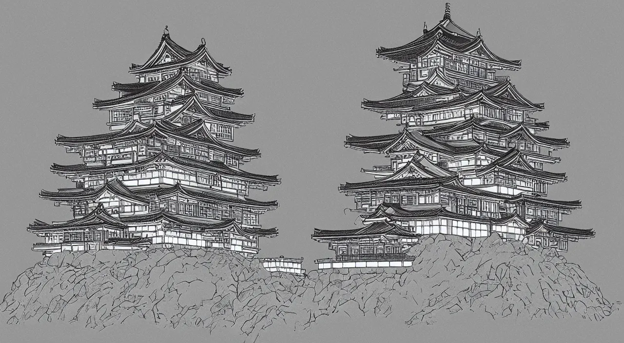 Image similar to a Japanese castle, in the style of digital art